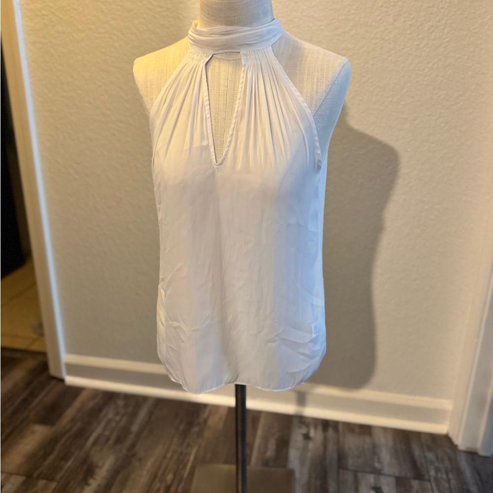Ramy Brook White Ruched Sleeveless Blouse
